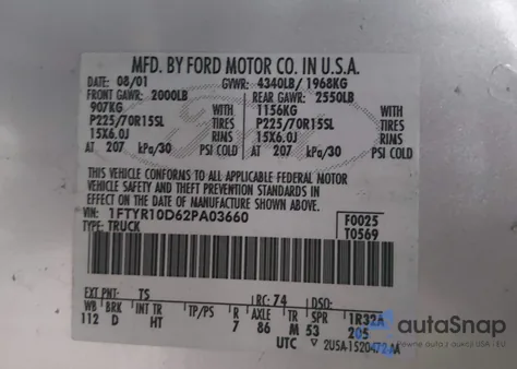 2002 Ford Ranger Xl/Xlt from USA, damaged, VIN 1FTYR10D62PA03660